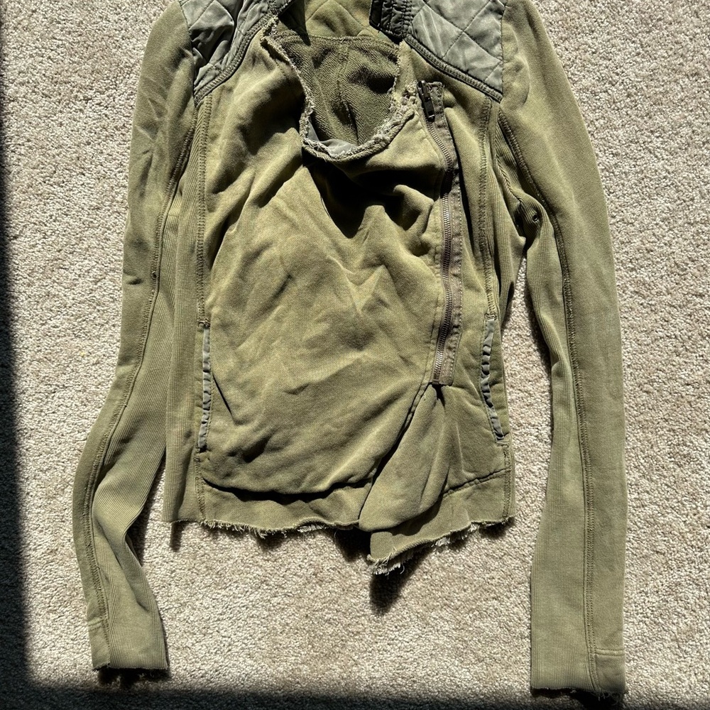 Free People Green Utility Jacket with Rugged Design